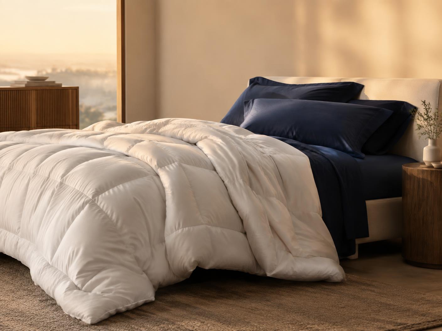Cloud-soft bedding in a tranquil bedroom